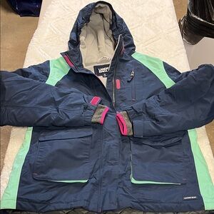 Lands' End Kids' Blue and Mint Puffer Jacket